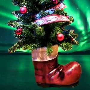 Retro Christmas Tree Santa Boot Pre-owned Pre-loved
